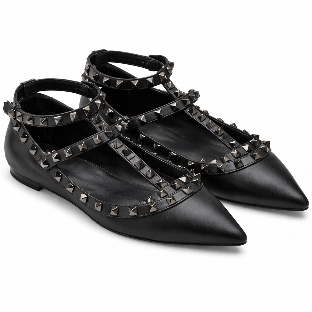 Valentino Black Rockstud Flats